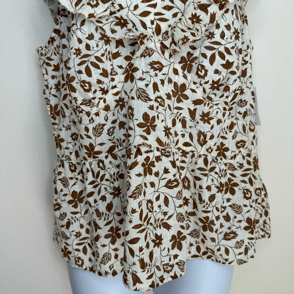 Flutter-Sleeve Floral V-Neck Tie-Back Top Size: M - Picture 14 of 16